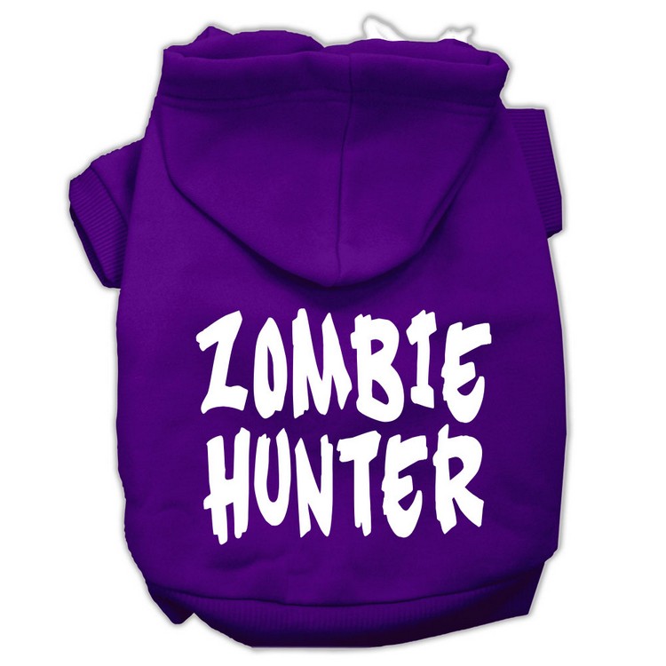 Zombie Hunter Screen Print Pet Hoodies Purple Size XL