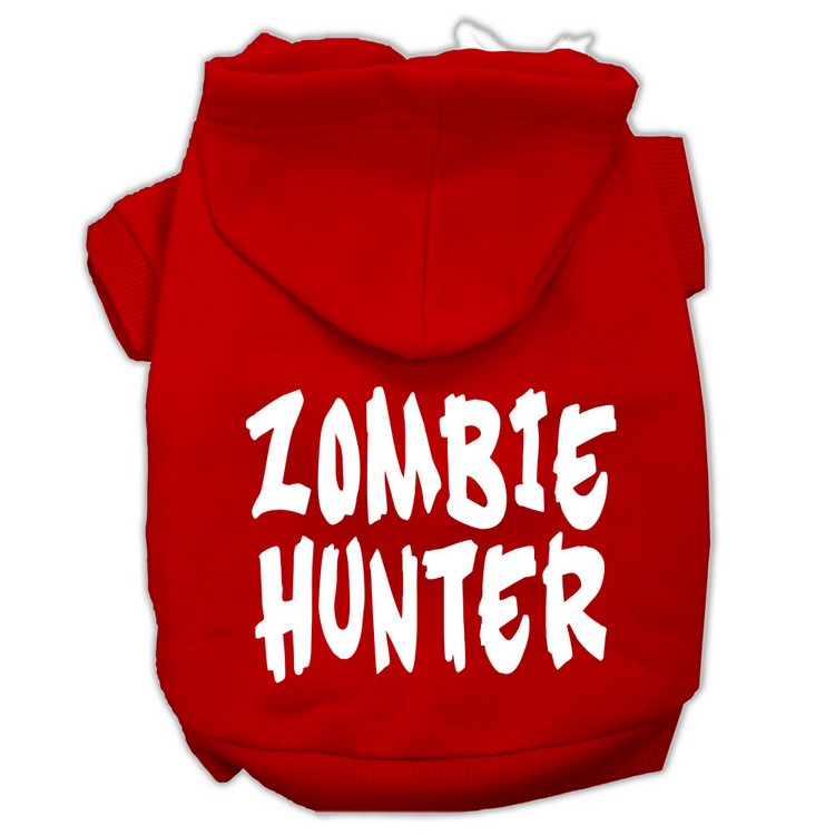 Zombie Hunter Screen Print Pet Hoodies Red Size XS