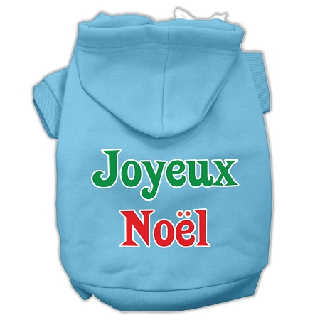 Joyeux Noel Screen Print Pet Hoodies Baby Blue XS