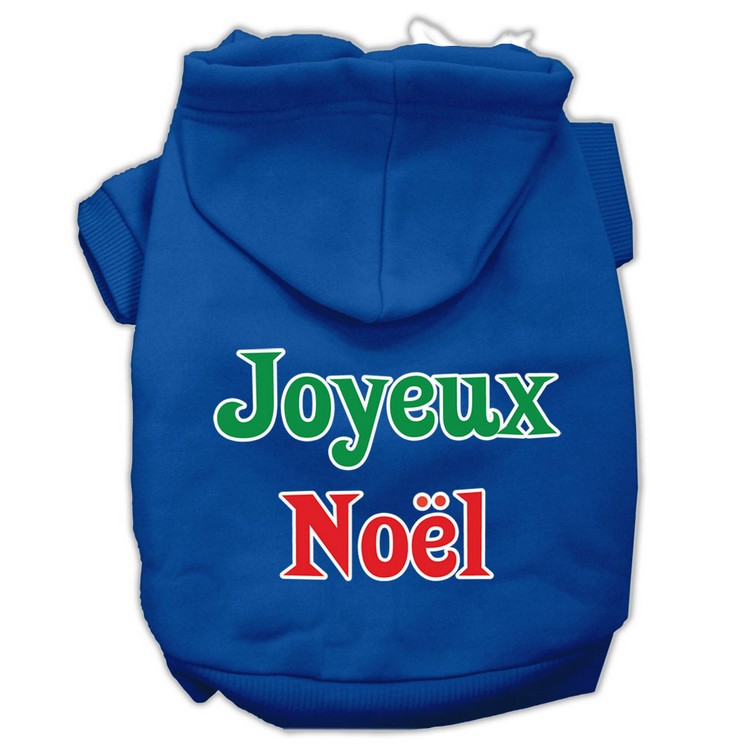 Joyeux Noel Screen Print Pet Hoodies Blue XS