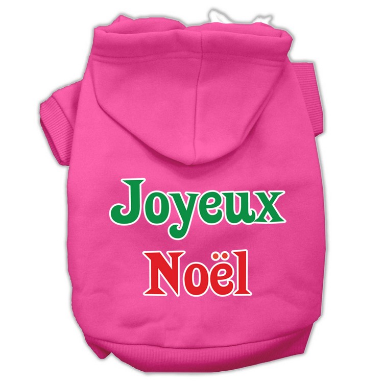 Joyeux Noel Screen Print Pet Hoodies Bright Pink XS