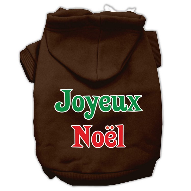 Joyeux Noel Screen Print Pet Hoodies Brown XS