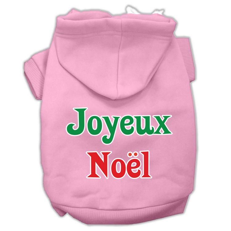 Joyeux Noel Screen Print Pet Hoodies Light Pink XS