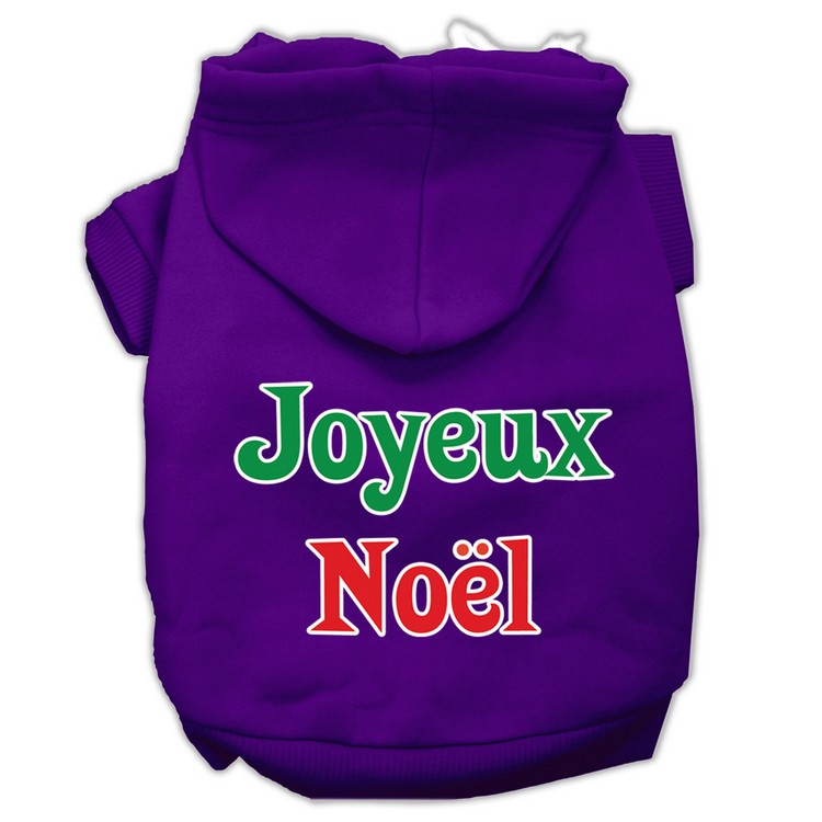 Joyeux Noel Screen Print Pet Hoodies Purple XS