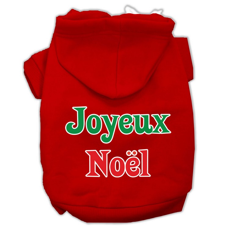 Joyeux Noel Screen Print Pet Hoodies Red Size S