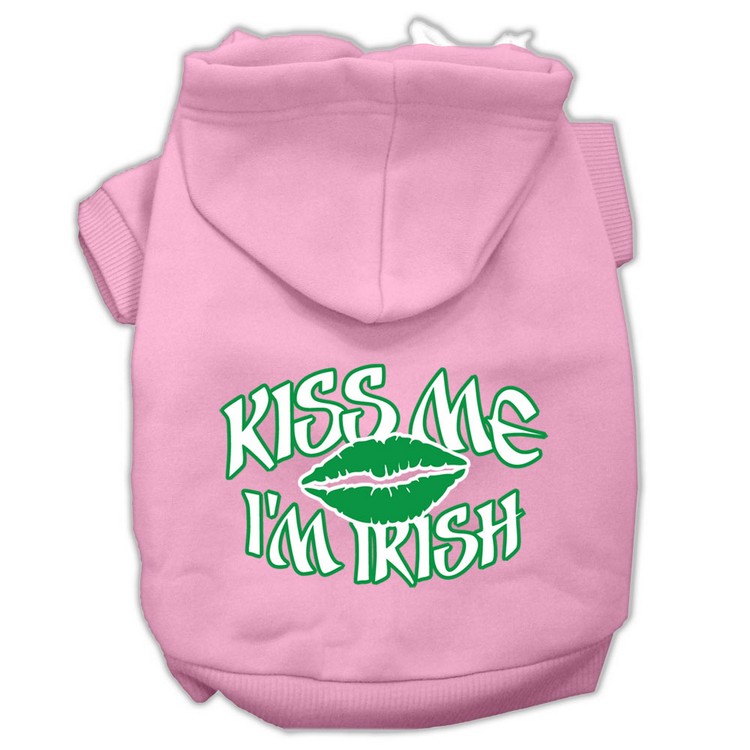 Kiss Me I'm Irish Screen Print Pet Hoodies Light Pink Size XS