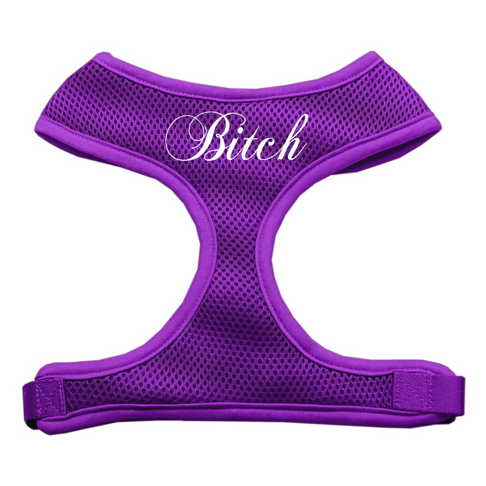 Bitch Screen Print Mesh Pet Harness Purple