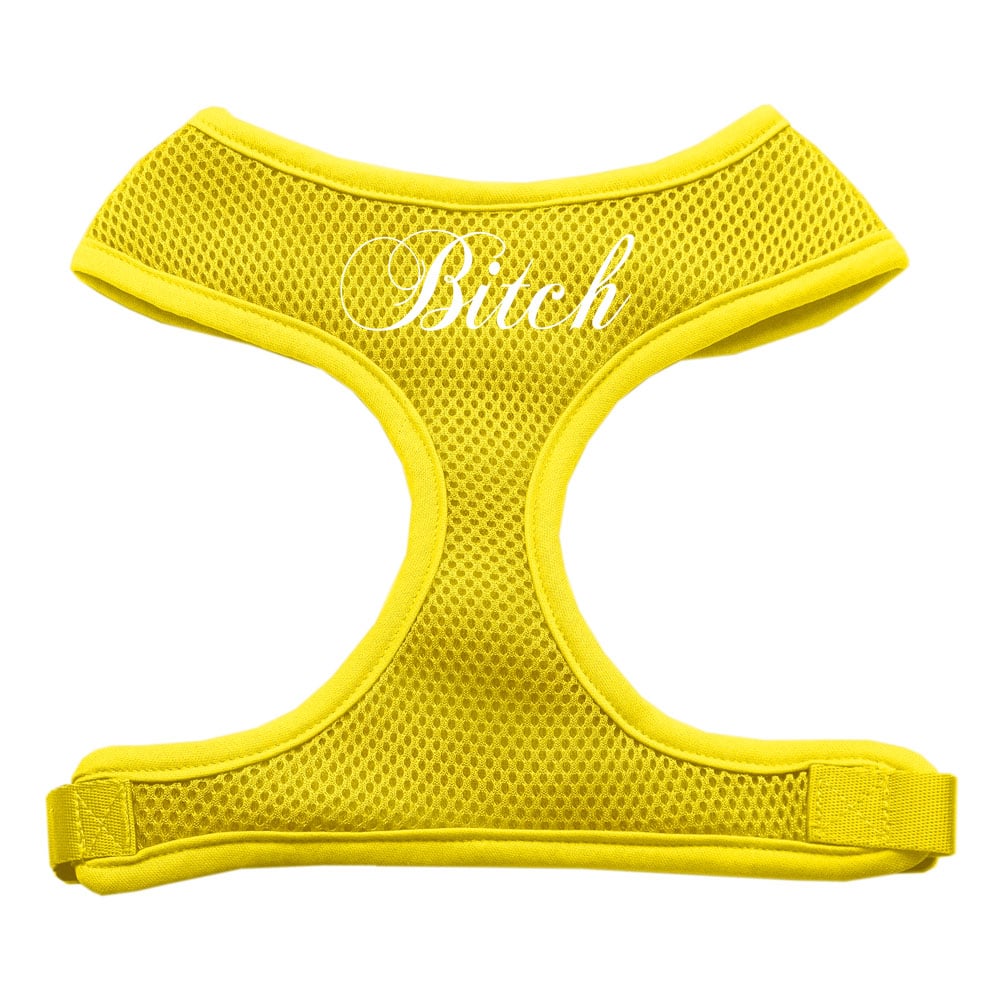 Bitch Screen Print Mesh Pet Harness Yellow
