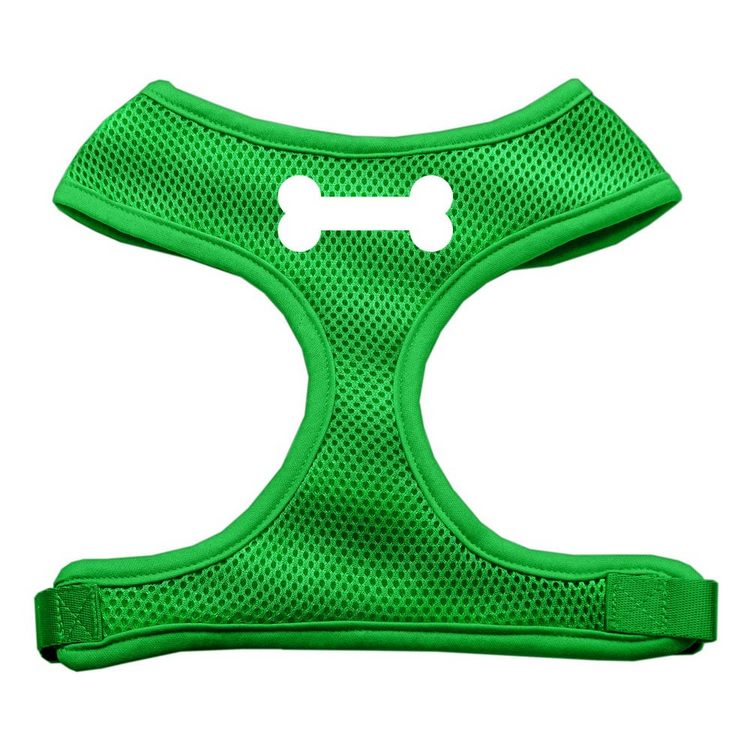 Bone Design Screen Print Mesh Pet Harness Emeraldgreen
