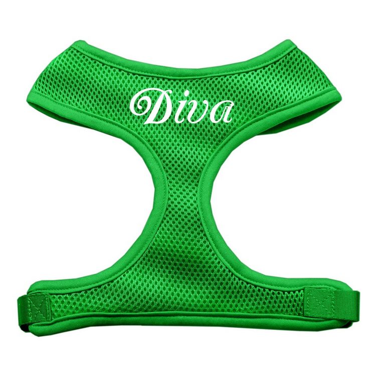 Diva Design Screen Print Mesh Pet Harness Emerald Green