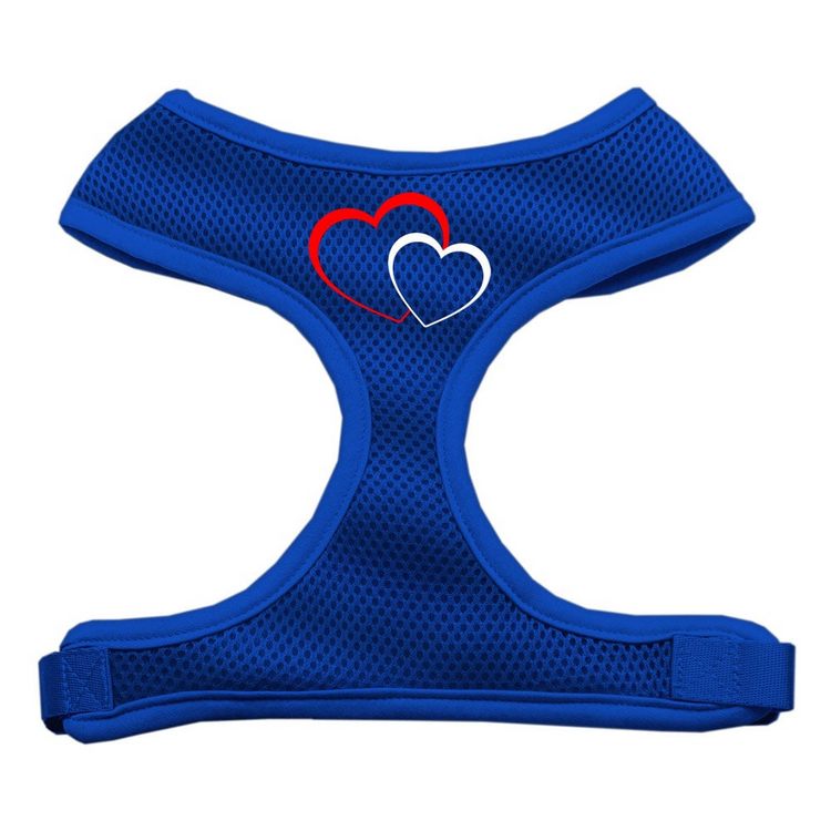 Double Heart Design Screen Print Mesh Pet Harness Blue