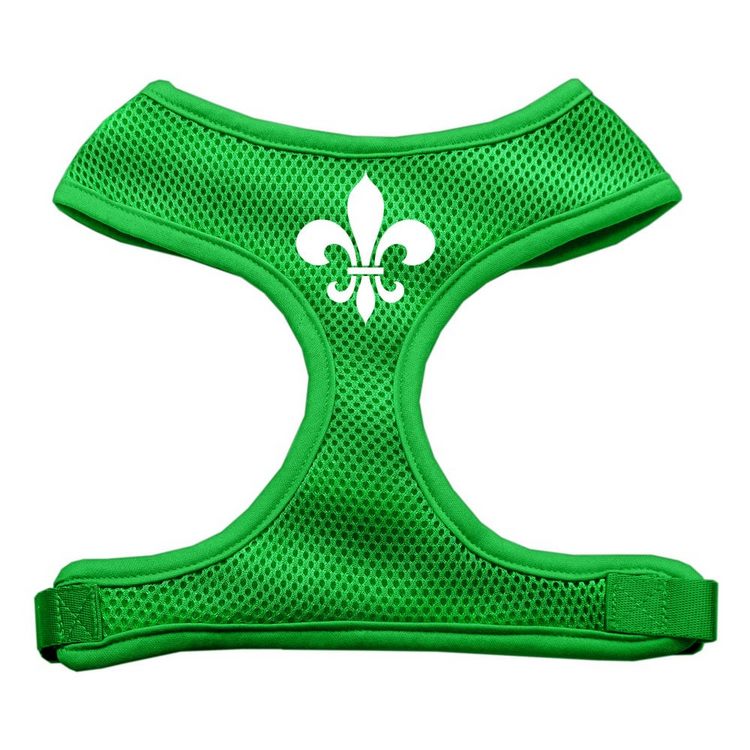 Fleur de Lis Design Screen Print Mesh Pet Harness Emerald Green