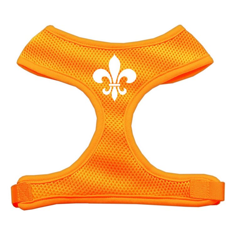 Fleur de Lis Design Screen Print Mesh Pet Harness Orange