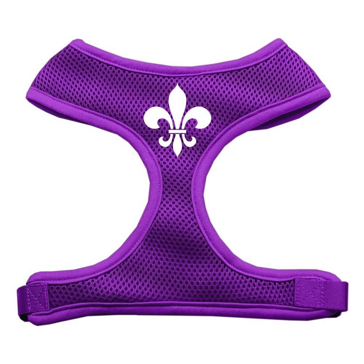 Fleur de Lis Design Screen Print Mesh Pet Harness Purple