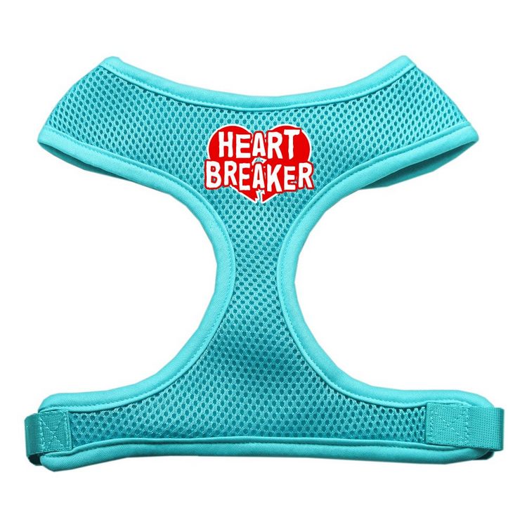 Heart Breaker Screen Print Mesh Pet Harness Aqua