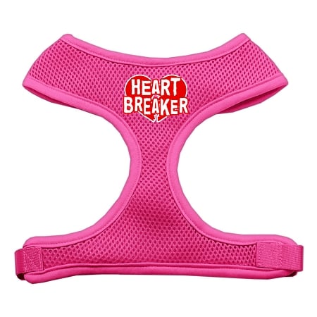 Heart Breaker Screen Print Mesh Pet Harness Bright Pink