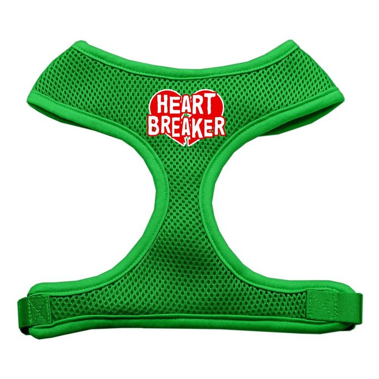 Heart Breaker Screen Print Mesh Pet Harness Emerald Green