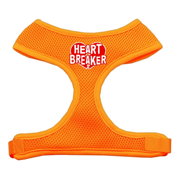 Heart Breaker Screen Print Mesh Pet Harness Orange