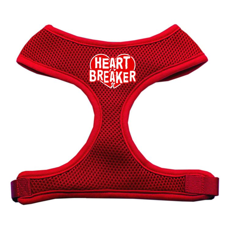 Heart Breaker Screen Print Mesh Pet Harness Red