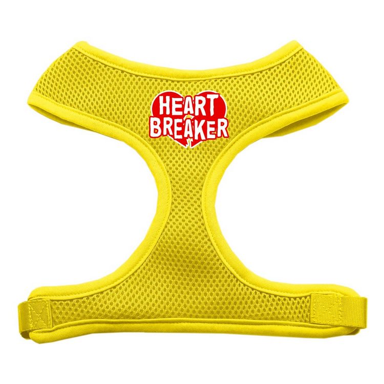 Heart Breaker Screen Print Mesh Pet Harness Yellow