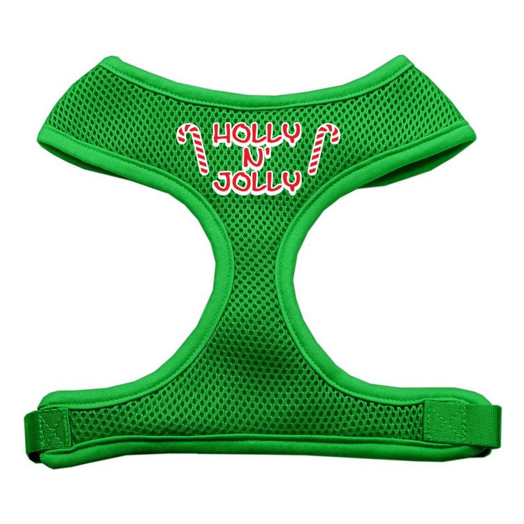 Holly N Jolly Screen Print Screen Print Mesh Pet Harness Emerald Green