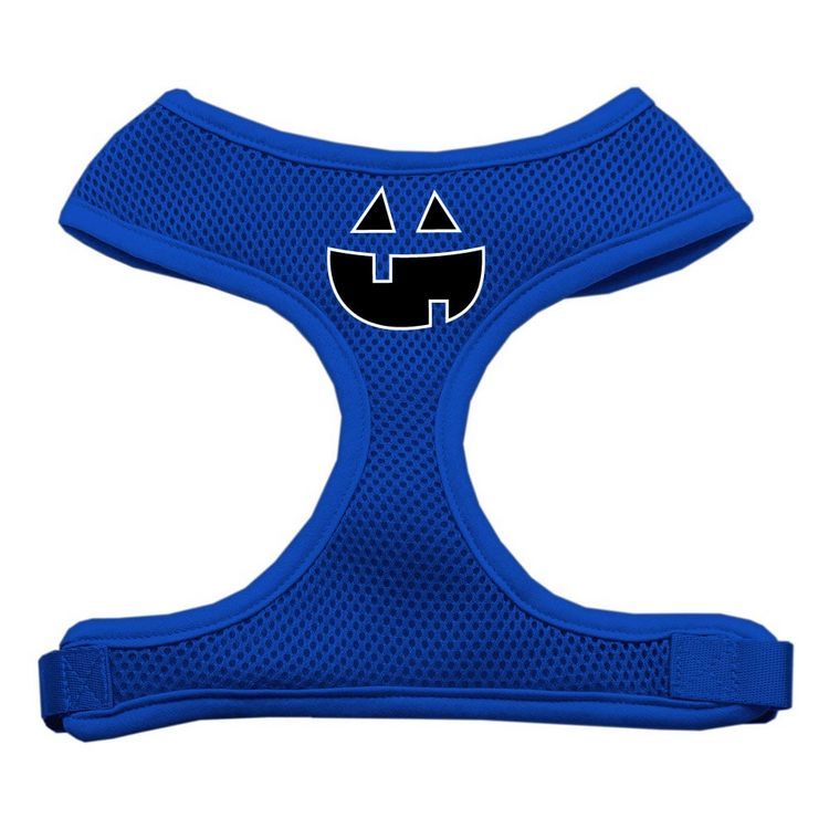 Pumpkin Face Design Screen Print Mesh Pet Harness Blue