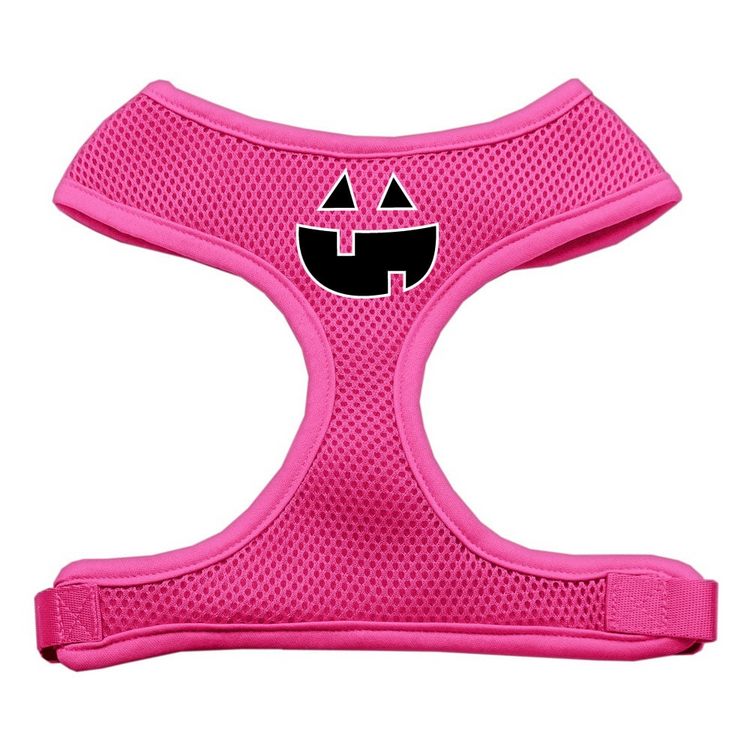 Pumpkin Face Design Screen Print Mesh Pet Harness Pink