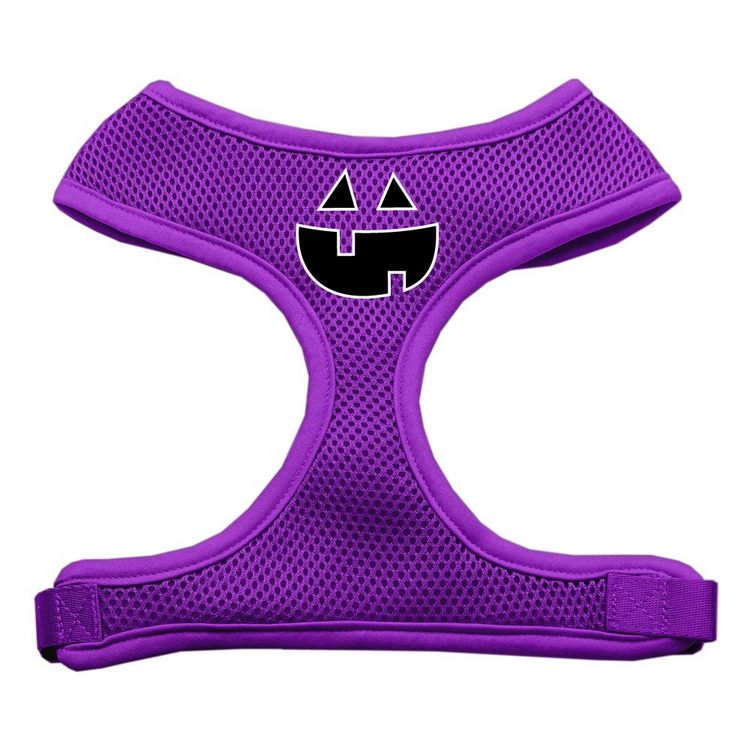 Pumpkin Face Design Screen Print Mesh Pet Harness Purple