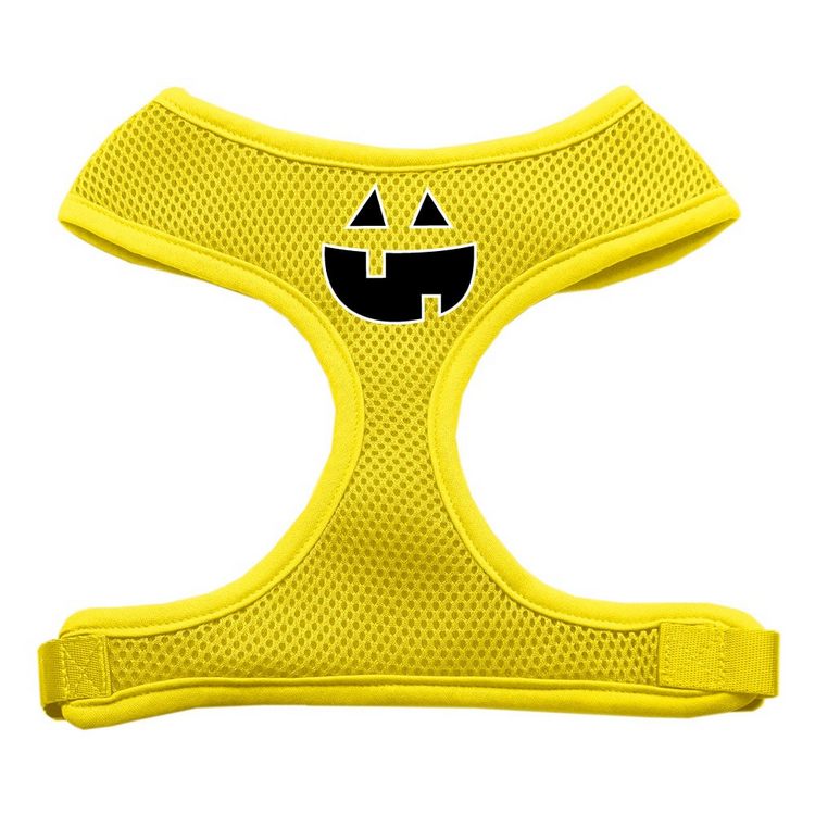 Pumpkin Face Design Screen Print Mesh Pet Harness Yellow