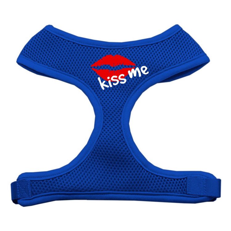 Kiss Me Screen Print Mesh Pet Harness Blue