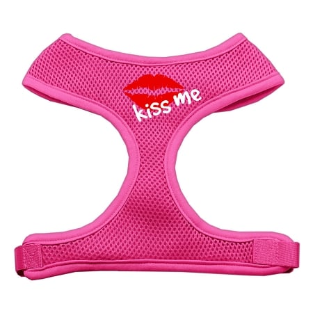 Kiss Me Screen Print Mesh Pet Harness Bright Pink
