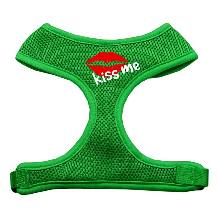 Kiss Me Screen Print Mesh Pet Harness Emerald Green