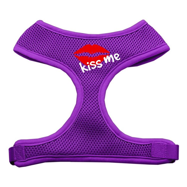 Kiss Me Screen Print Mesh Pet Harness Purple