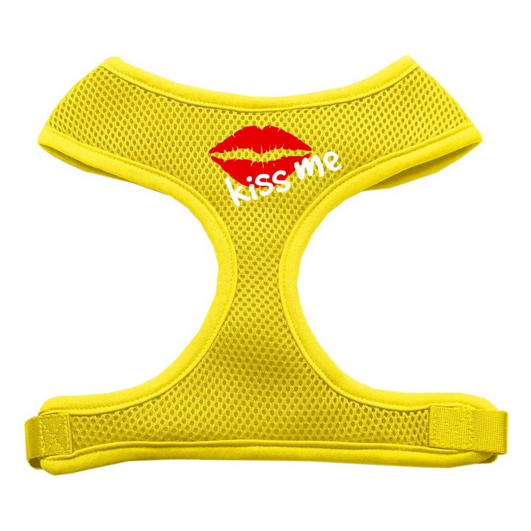 Kiss Me Screen Print Mesh Pet Harness Yellow
