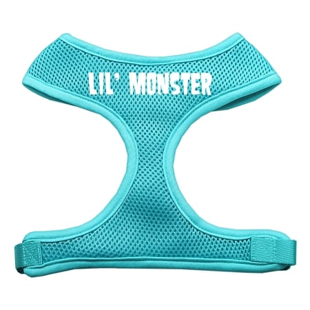 Lil' Monster Design Screen Print Mesh Pet Harness Aqua
