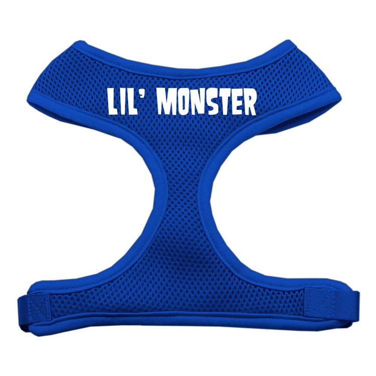 Lil' Monster Design Screen Print Mesh Pet Harness Blue