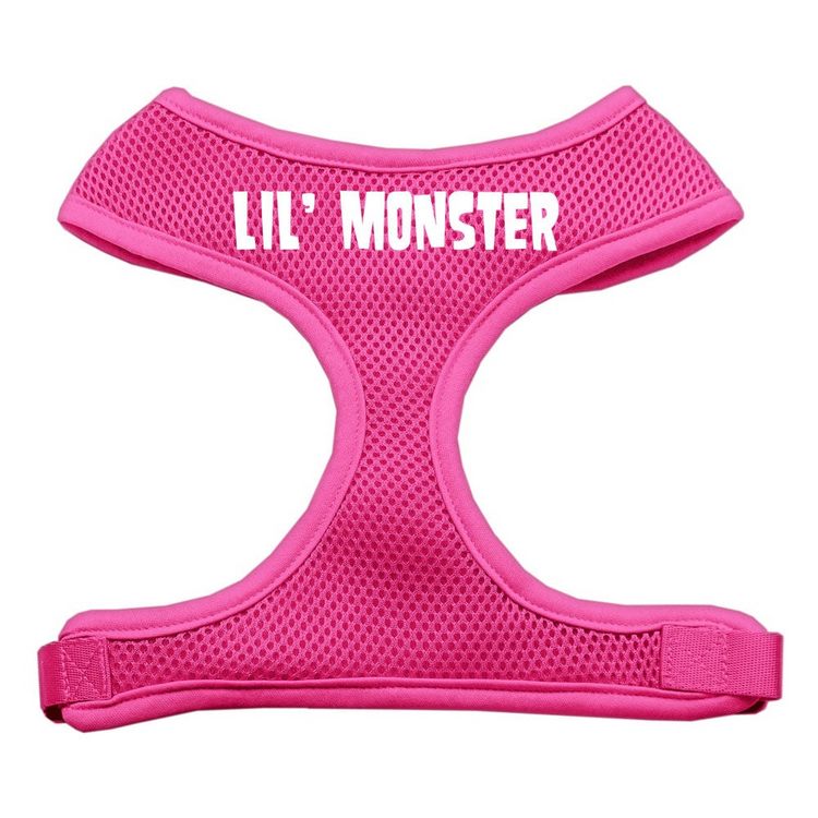 Lil' Monster Design Screen Print Mesh Pet Harness Pink