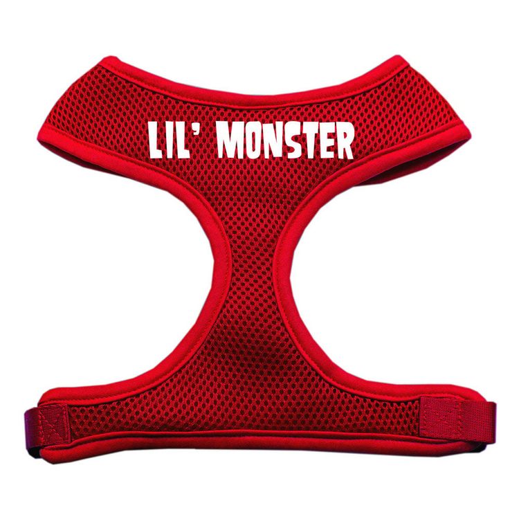 Lil' Monster Design Screen Print Mesh Pet Harness Red