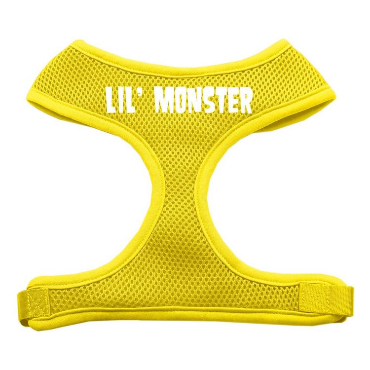 Lil' Monster Design Screen Print Mesh Pet Harness Yellow