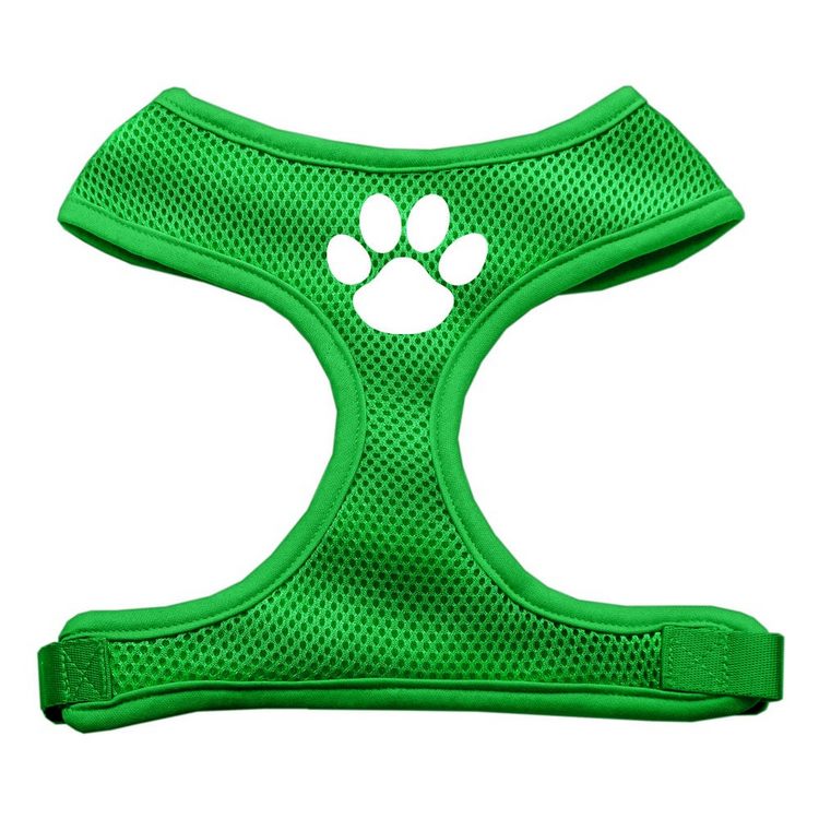 Paw Design Screen Print Mesh Pet Harness Emerald Green