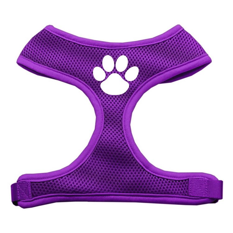 Paw Design Screen Print Mesh Pet Harness Purple