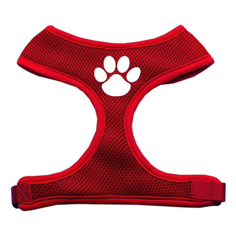 Paw Design Screen Print Mesh Pet Harness Red