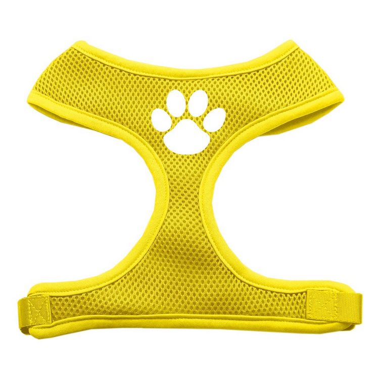 Paw Design Screen Print Mesh Pet Harness Yellow