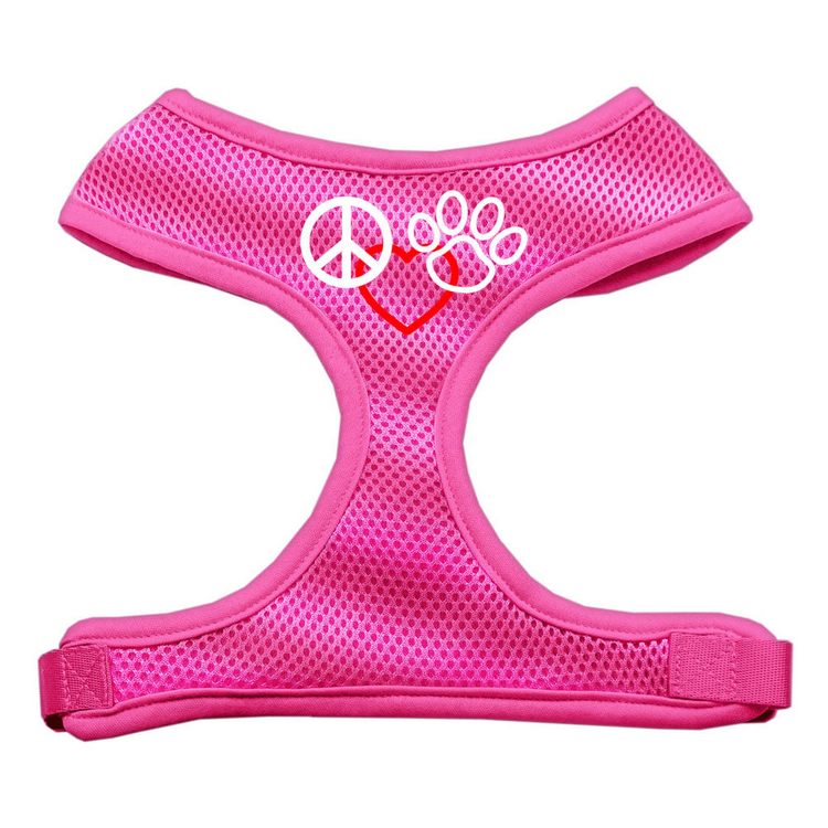 Peace, Love, Paw Design Screen Print Mesh Pet Harness Pink