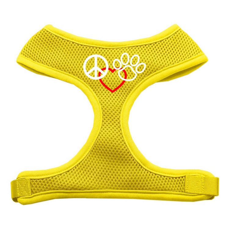 Peace, Love, Paw Design Screen Print Mesh Pet Harness Yellow