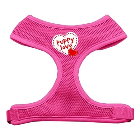 Puppy Love Screen Print Mesh Pet Harness Bright Pink