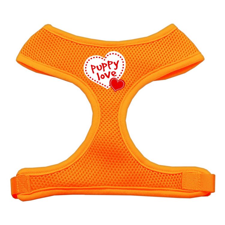 Puppy Love Screen Print Mesh Pet Harness Orange