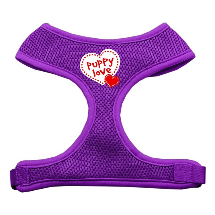 Puppy Love Screen Print Mesh Pet Harness Purple