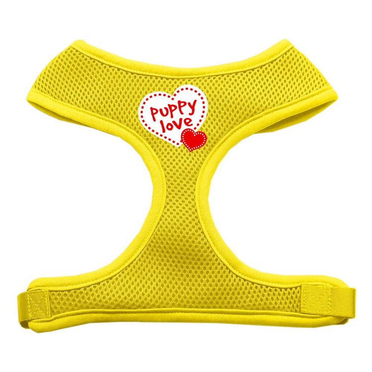 Puppy Love Screen Print Mesh Pet Harness Yellow