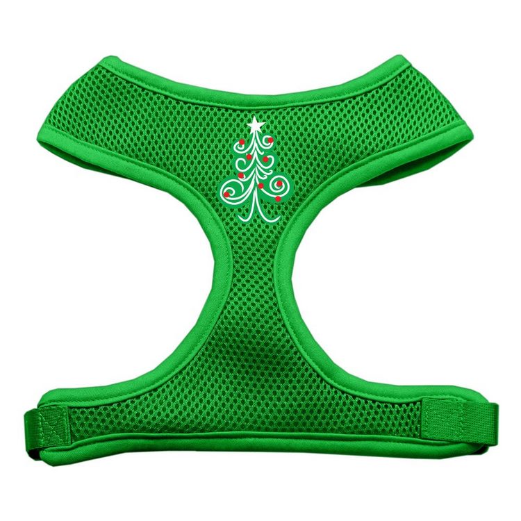 Swirly Christmas Tree Screen Print Screen Print Mesh Pet Harness Emerald Green